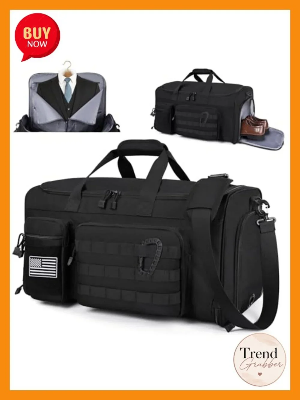 2-in-1 Convertible Garment Duffle Bag Carry On Travel with Shoulder Strap,